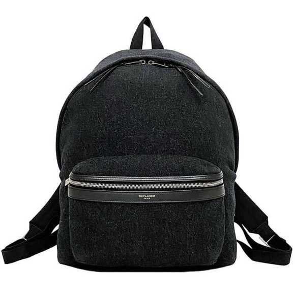 Saint Laurent Backpack f-21216 Black 326865 Felt Canvas Leather SAINT LAURENT PA - Picture 1 of 10